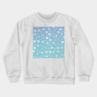 White Snowflakes Blue Design Crewneck Sweatshirt